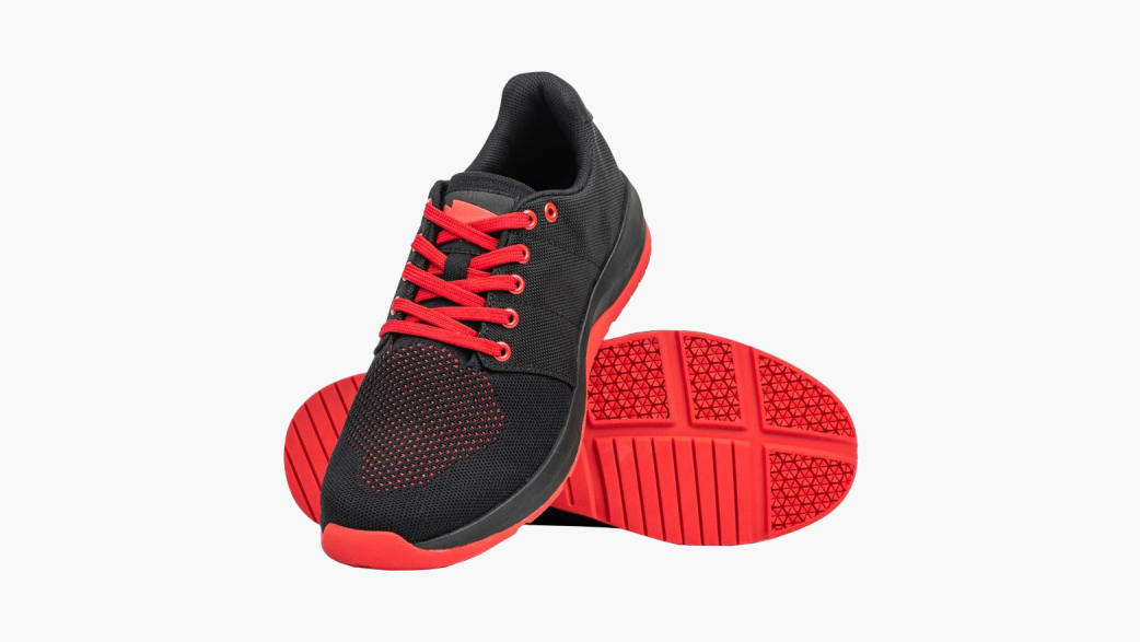 Red and cheap black trainers mens